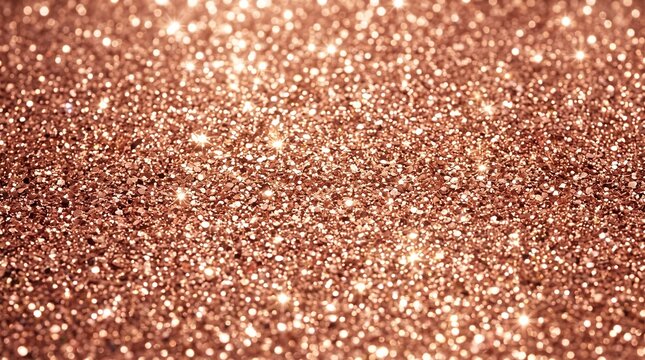 Abstract background of rose gold glitter texture with soft bokeh effect and sparkling metallic light particles