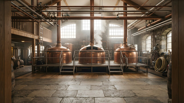 Copper brewhouse kettles with steam isolated