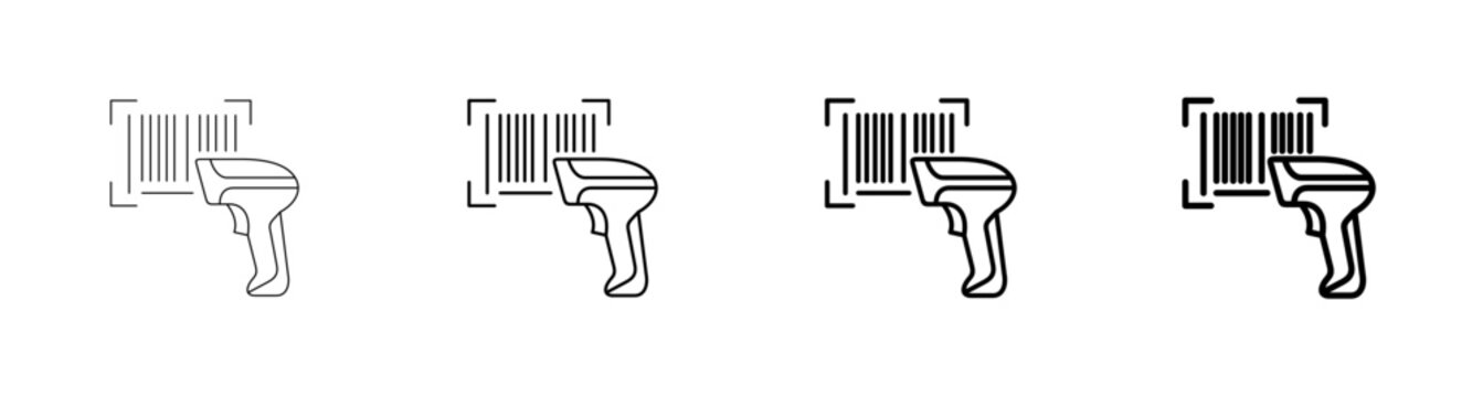 Logistics Barcode Reader and Inventory Identification Line Icon Vector Outline Illustration