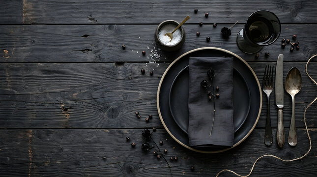 Gothic banquet place setting arr isolated on