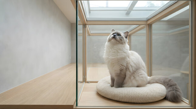 Ragdoll cat looking upward isolated on clean