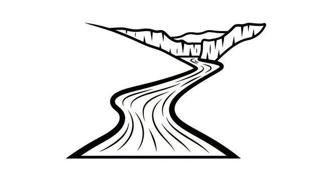 Winding road to mountain landscape view.