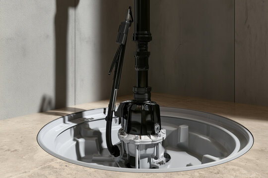Sump Pump and Float Switch Inside a Drainage Basin