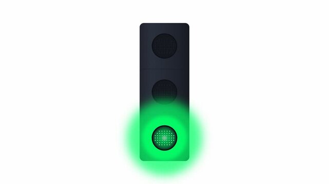 Traffic light signal cycle showing red yellow and green lights. 4K Video