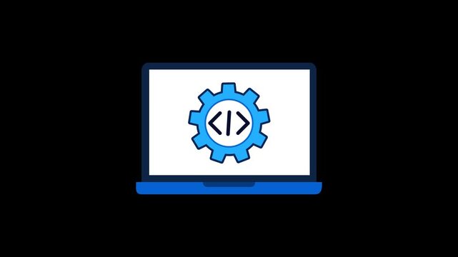 Programming and Coding Development Animation Alpha Transparent Background. 4K Resolution