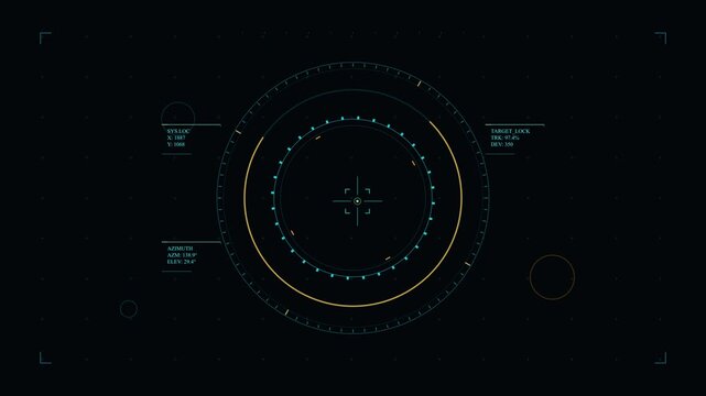Futuristic HUD interface with target pointer and digital data, cyber technology concept