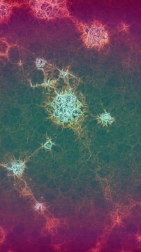 Animation of shapes and molecules on purple background