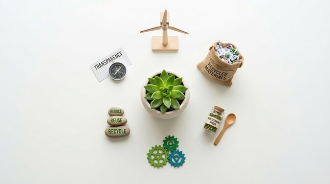 Green Plant White Surface, sustainability, ecology, green growth and environmental protection concept.