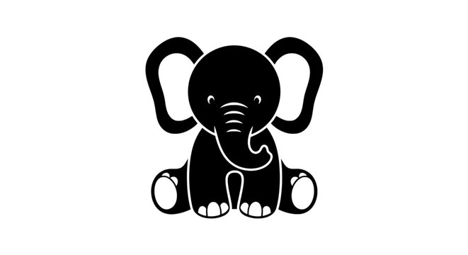 Black and white elephant toy figure.