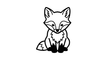 Fototapeta premium Cute cartoon fox sitting down.