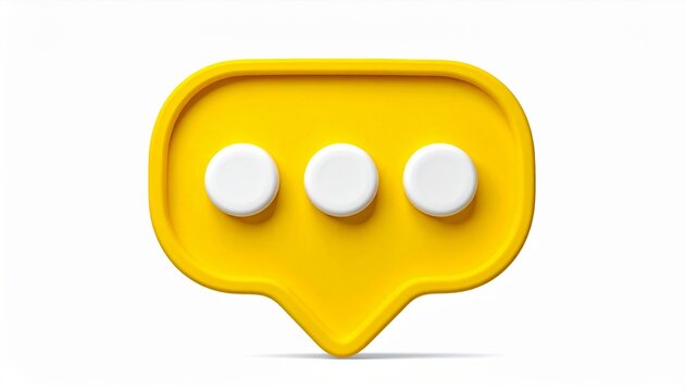 Minimal Yellow Speech Bubble 3D Icon for Communication and Messaging