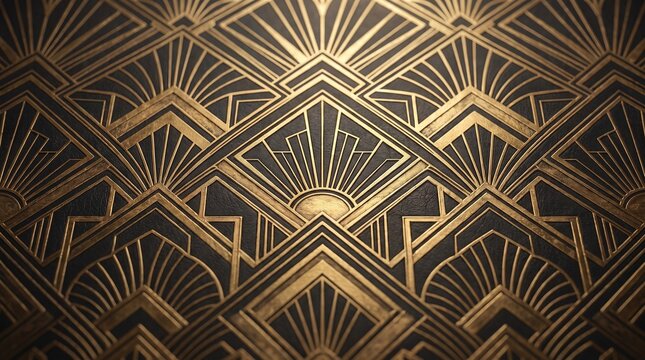 Ornate golden art deco seamless geometric background pattern for luxury wallpaper and invitation cover