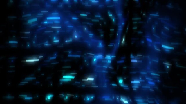 Digital Glitch Effect Animation with Glowing Blue Data Pixels Loop