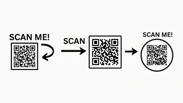 Instructional illustration showing QR code scanning process isolated on white background. Useful for digital marketing guides and user interface design concepts.