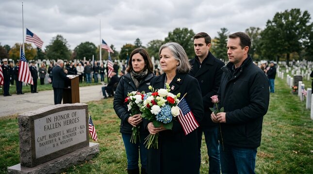 Commemorating Fallen Soldiers on Gold Star Mother's Day at a Military Cemetery