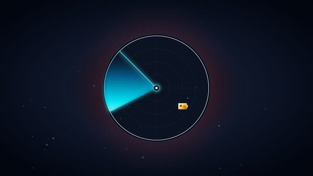 Futuristic radar screen interface displaying digital scanning sweep in the dark