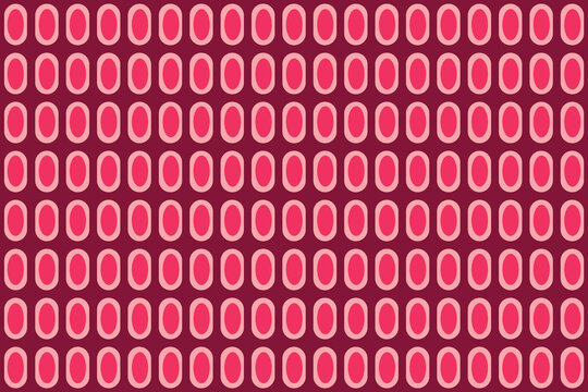 seamless, repeating pattern of vertical, rounded pink ovals set against a rich maroon background.