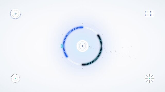 Minimalist digital loading circle interface with futuristic abstract design on bright background