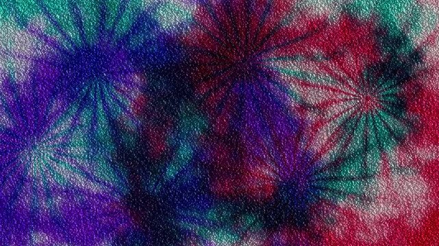 Abstract colorful floral pattern animation with textured glittering background loop