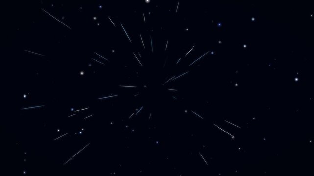 Abstract deep blue space warp streaking star field light speed travel seamless loop motion background