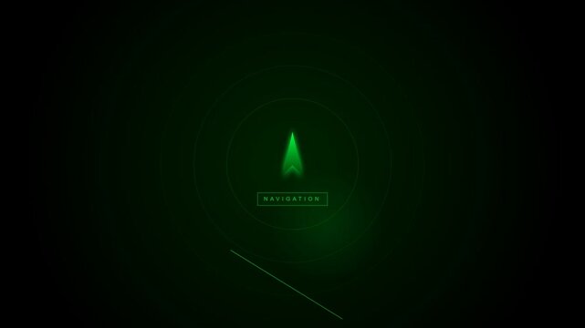 Radar system navigation illustration in glowing neon isolated on dark background