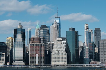 Fototapeta premium New york city manhattan skyline with birds