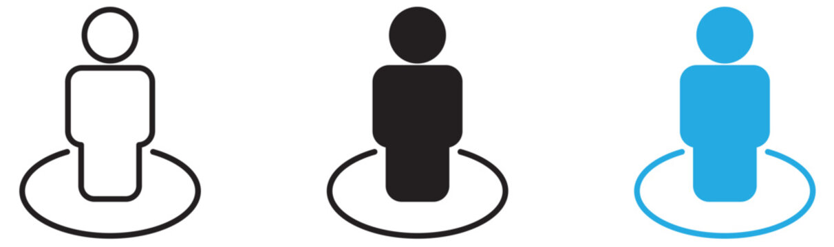 Vector Human Position Markers in Three Styles.