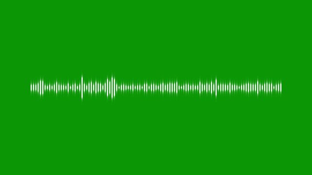 White music waveform animation, animated audio frequency spectrum, digital equalizer bars visualization, modern sound signal motion graphic, podcast voice wave display isolated on green screen in 4k