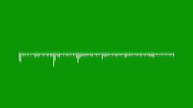 Dynamic white sound waveform, animated audio spectrum bars, modern digital music equalizer visualization, signal motion graphic, podcast recording wave loop on green screen in 4k high quality