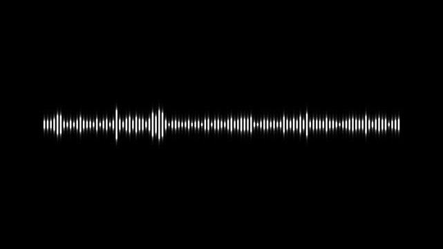 White music waveform animation, animated audio frequency spectrum, digital equalizer bars visualization, modern sound signal motion graphic, podcast voice wave display isolated on black screen in 4k