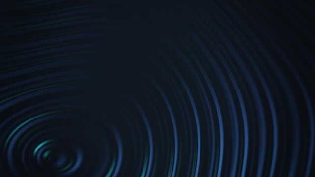 Abstract dark blue ripple background with flowing metallic concentric circles loop