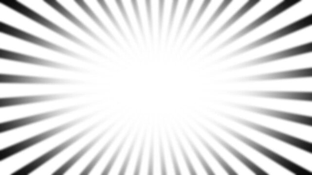 Abstract black and white sunburst radial background, dynamic concentric rays motion retro comic book style speed lines effect