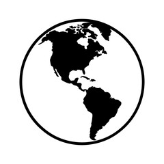 Obraz premium World Globe Icon with Americas Silhouette in Circle