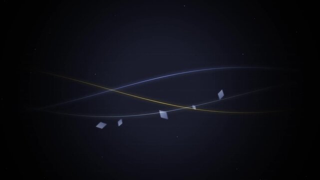 Abstract digital lines and diamond shapes on dark background