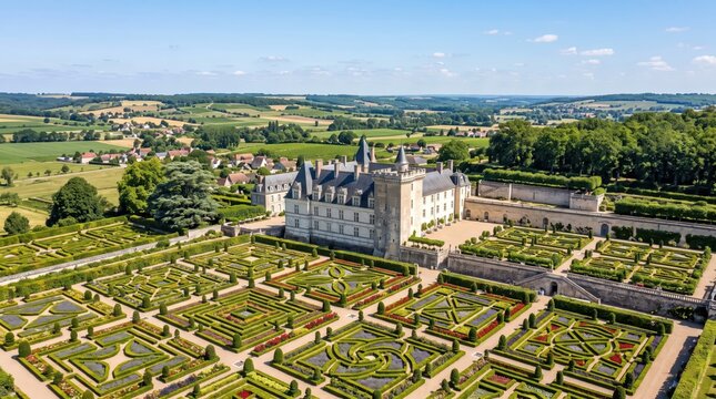 France Villandry Gardens Formal Garden Landscape