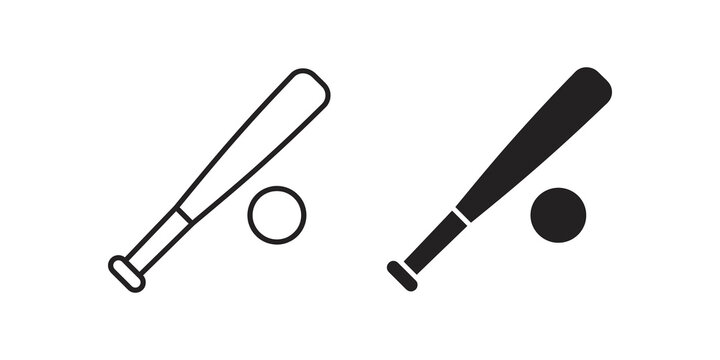 Baseball bat and ball sport icon pair for athletic equipment designs.