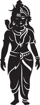 Ardhanarishvara silhouette, half shiva and half parvati hindu deity