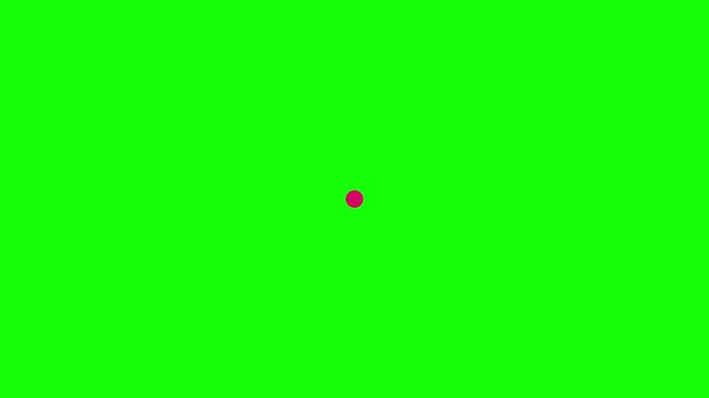 Magenta digital tracking pulse with an expanding fading ring on a solid green screen background. 4K chroma key motion graphic for technology interfaces, network maps, location tracking, digital data v