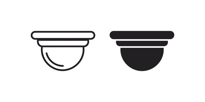 Ceiling mounted security dome camera icons for surveillance systems.