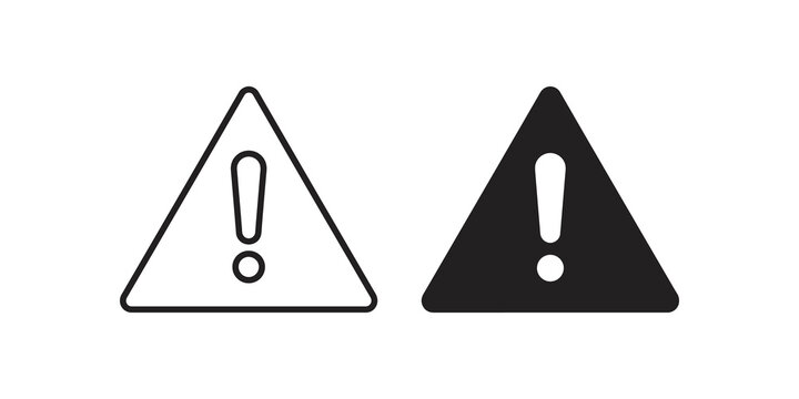Warning attention exclamation sign line and solid graphic icon set.