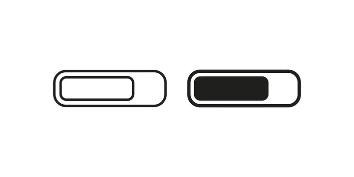 Toggle switch slider loading bar outline and solid vector graphic icons.