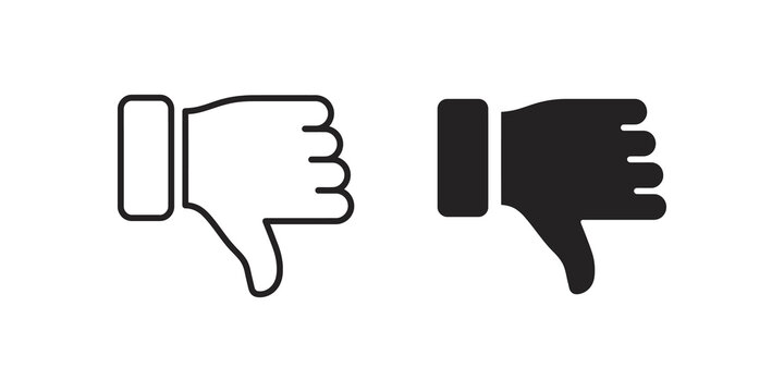 Thumbs down dislike icons in line and solid styles for user reviews.