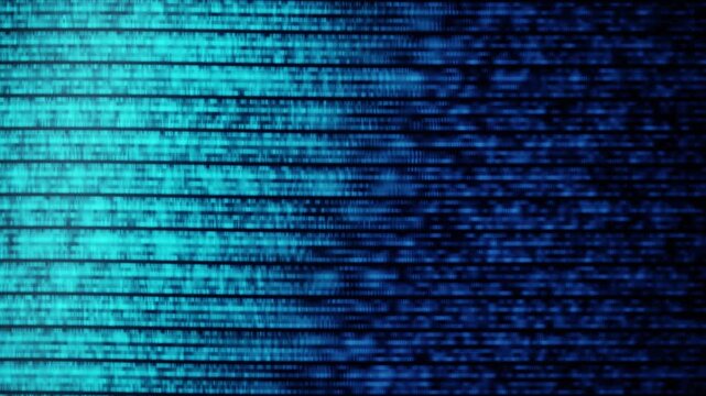 Abstract blue digital glitch screen static noise and futuristic data loop