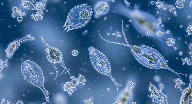 ancient single cell organisms in ocean water