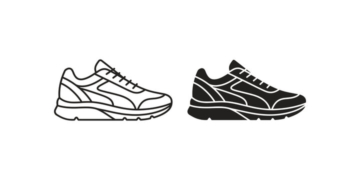 Running shoe icon for sports fitness athletic training lifestyle apparel.