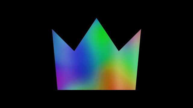 Colorful abstract patterns of a crown symbol, alpha channel, looping