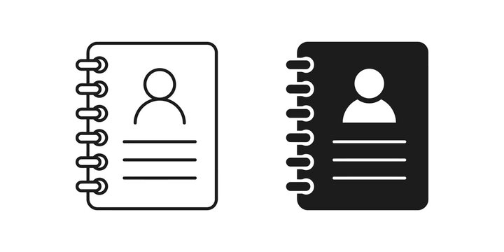 Address book contact list icon for personal organization and business.