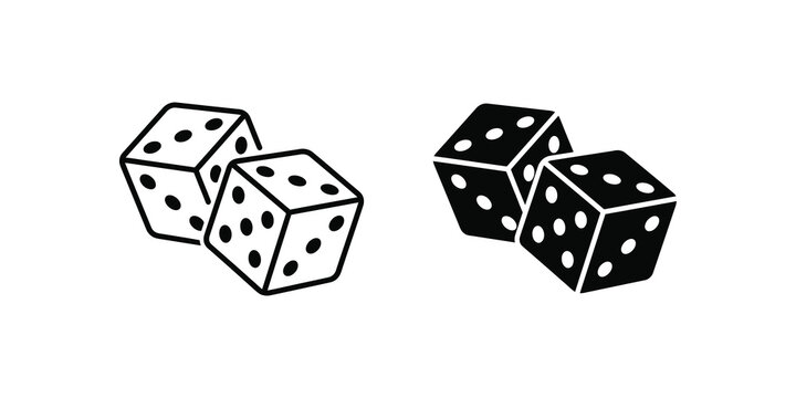 Pair of dice black outline and solid design for game and casino concepts.