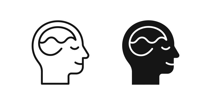 Mental health water head vector icon showing brain fluid level graphic.
