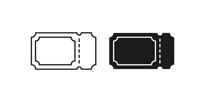 Cinema ticket outline and solid black icons for event reservation.